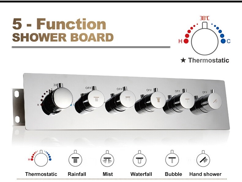 Fontana Shower Five Function Shower Mixer Thermostatic Valve